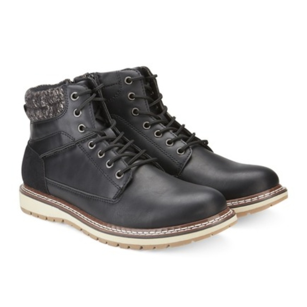 Reserved Footwear Leather Lace-Up Mid Boot Black
